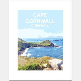 Cape Cornwall.  Cornish gift Kernow Travel location poster Posters and Art